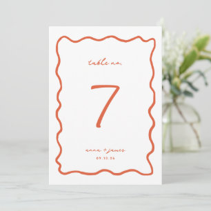 Carte de numéro de table Whimsical Orange Mariage