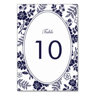 Carte de numéro de tableau bleu floral de la Marin