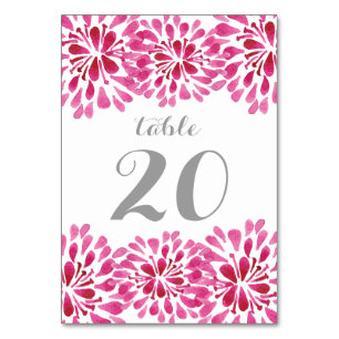 Carte de numéro de tableau Chrysanthemum rose Wate