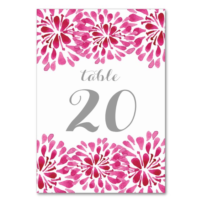 Carte de numéro de tableau Chrysanthemum rose Wate (Par défaut)