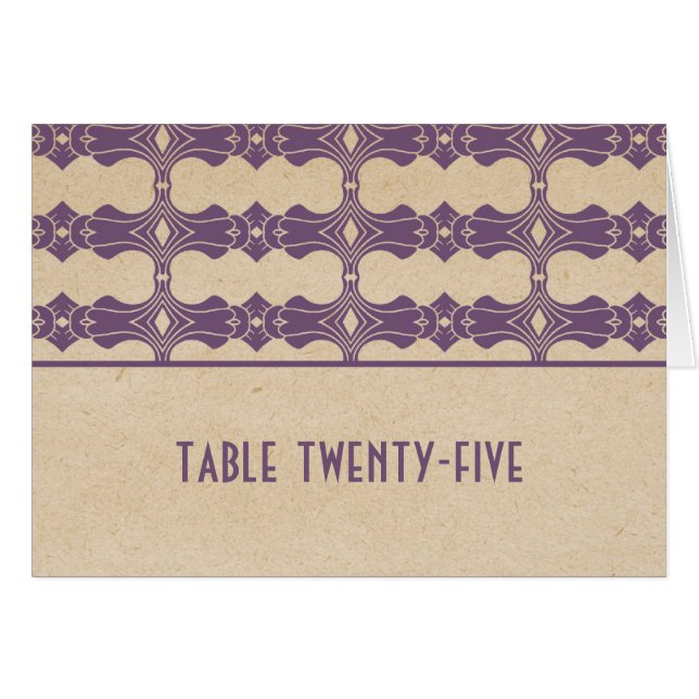 Carte de numéro de tableau de bord Art déco violet (Devant horizontal)