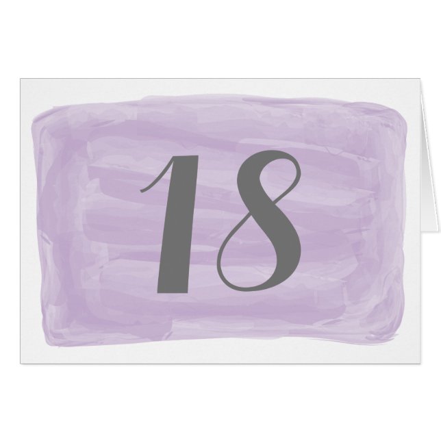 Carte de numéro de tableau de couleur d'eau violet (Devant horizontal)