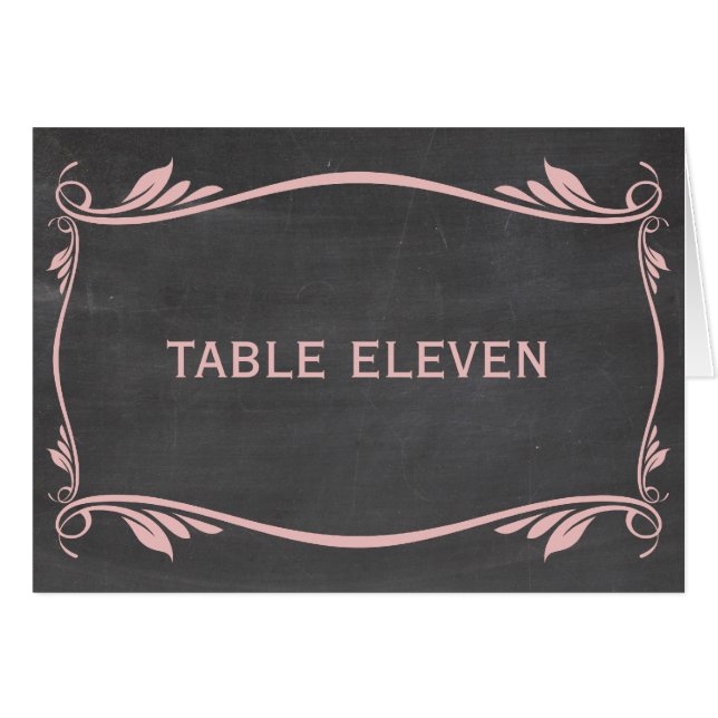 Carte de numéro de tableau de tableau rose (Devant horizontal)