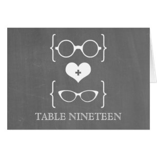 Carte de numéro de tableau des lunettes Ivory Geek