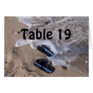 Carte de numéro de tableau des sandales à tongs de