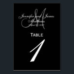 Carte de numéro de tableau du Mariage de monogramm<br><div class="desc">Cartes de numéro de table de Mariage noir et blanc avec monogramme de plateau personnalisé. Conception par Elke Clarke ©2008. Customisez avec vos noms de mariée et de mariée, nom de famille des nouveaux mariés, date initiale monogramme et date mariage. Commandez une par table avec chaque numéro de table mais...</div>