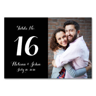 Carte de numéro de tableau du Mariage photo noir