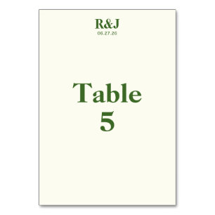 Carte de numéro de tableau simple moderne Mariage 