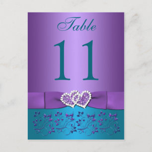 Carte de numéro de tableau Turquoise, Florale, Co