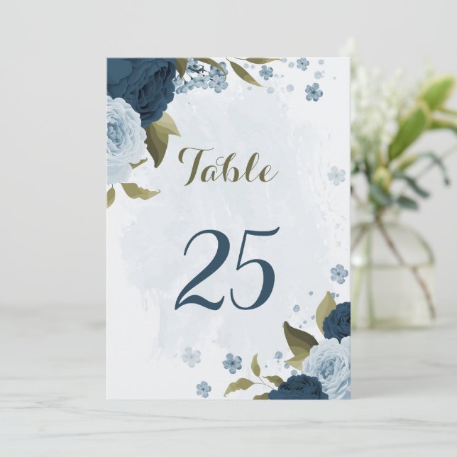 carte de numéro du tableau des fleurs bleu clair m (Debout devant)