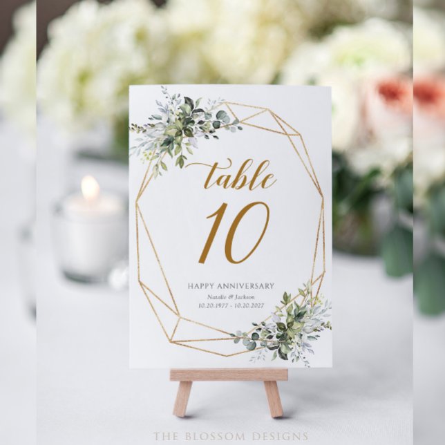 Carte de numéros de table d'anniversaire de verdur (Anniversary Table Number Card 5x7)