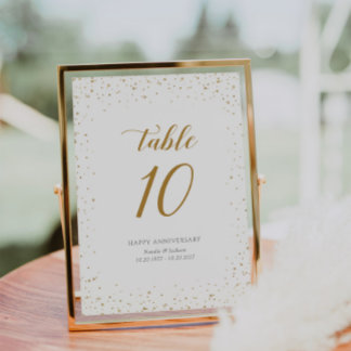 Carte de numéros de table d'anniversaire en or - G