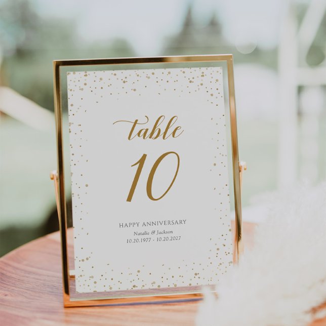 Carte de numéros de table d'anniversaire en or - G (Créateur téléchargé)