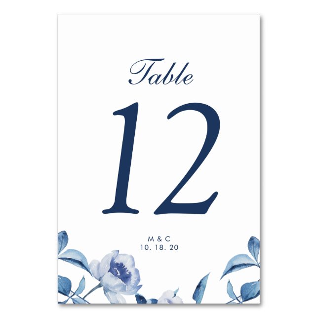 Carte de numéros de table de mariage floral aquare (Par défaut)