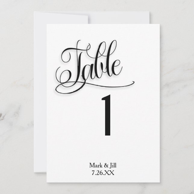 Carte de numéros de table de réception de mariage  (Devant)