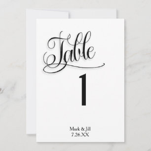 Carte de numéros de table de réception de mariage 