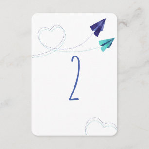 Carte de numérotation de table en aquarelle d'avio