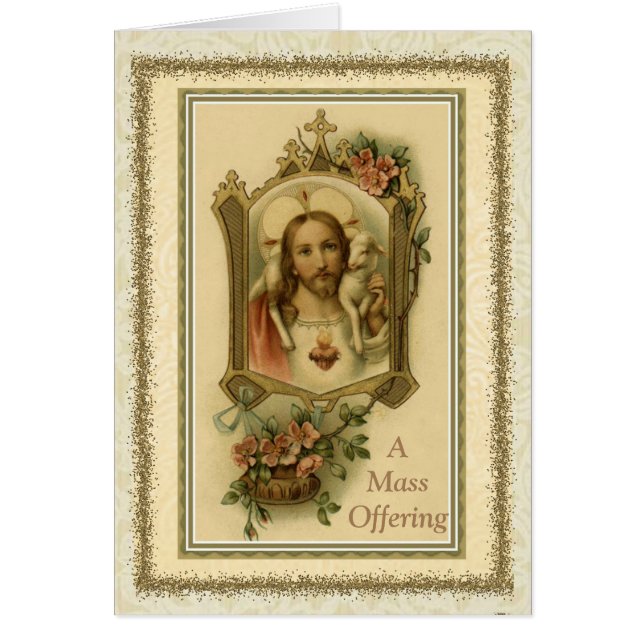 Carte de offre de coeur sacré de masse catholique (Devant)