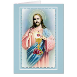 Carte de offre de masse catholique de coeur sacré