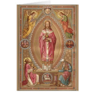 Carte de offre de masse catholique d'eucharistie