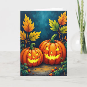Carte de paire de citrouilles effrayantes