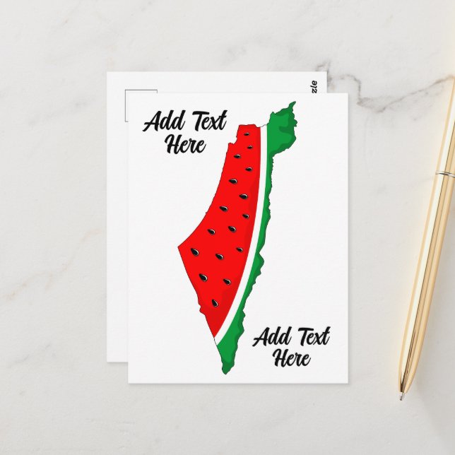 Carte de Palestine Watermelon Symbole de la libert (Devant/Arrière en situation)