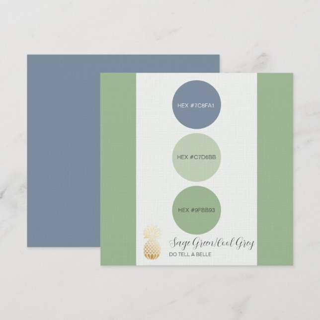 Carte de palette de couleur verte Sage (Devant / Derrière)