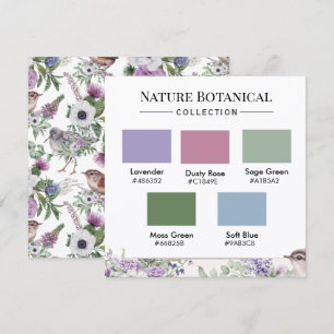 Carte de palette de couleurs botaniques de la natu