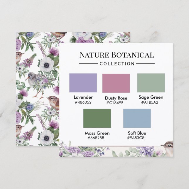 Carte de palette de couleurs botaniques de la natu (Devant / Derrière)