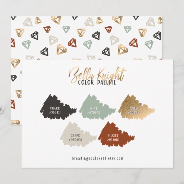 Carte de palette de couleurs Brun Sienne Vert Beig (Devant / Derrière)