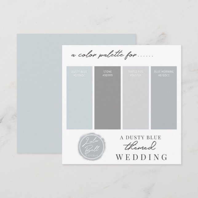 Carte de palette de couleurs combinées Bleu Poussi (Devant / Derrière)