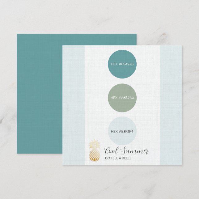 Carte de palette de couleurs cool été (Devant / Derrière)