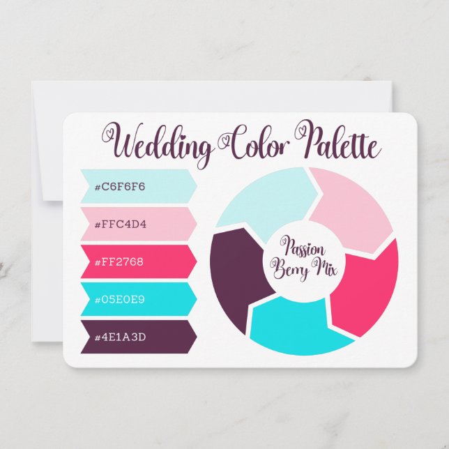 Carte de palette de couleurs de mariage avec codes (Devant)