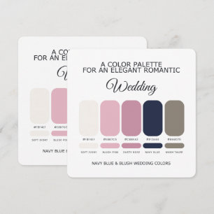Carte de Palette de Couleurs de Mariage Bleu Marin