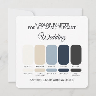 Carte de Palette de Couleurs de Mariage Bleu Marin