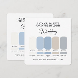 Carte de Palette de Couleurs de Mariage Bleu Paste