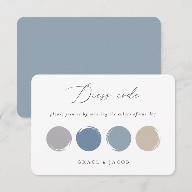 Carte de palette de couleurs de mariage bleu pouss (Devant / Derrière)