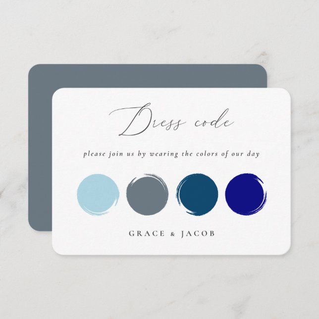 Carte de palette de couleurs de mariage bleu pouss (Devant / Derrière)