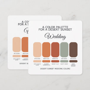 Carte de palette de couleurs de mariage bohème cou