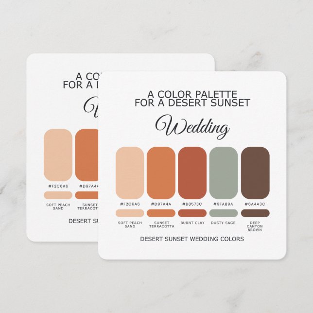 Carte de palette de couleurs de mariage bohème cou (Devant / Derrière)