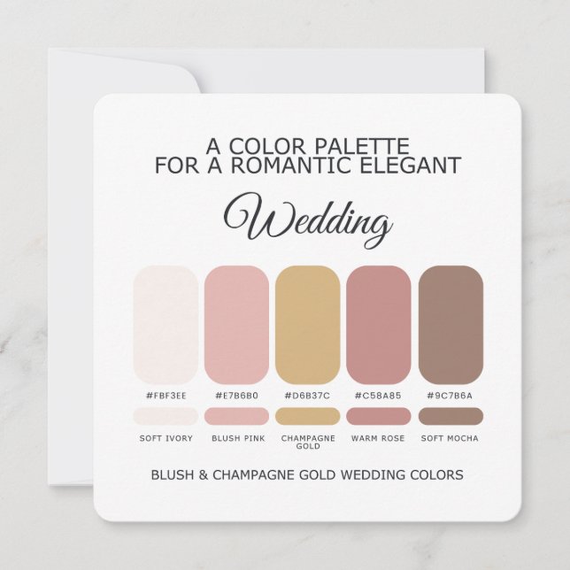 Carte de Palette de Couleurs de Mariage Champagne  (Devant)