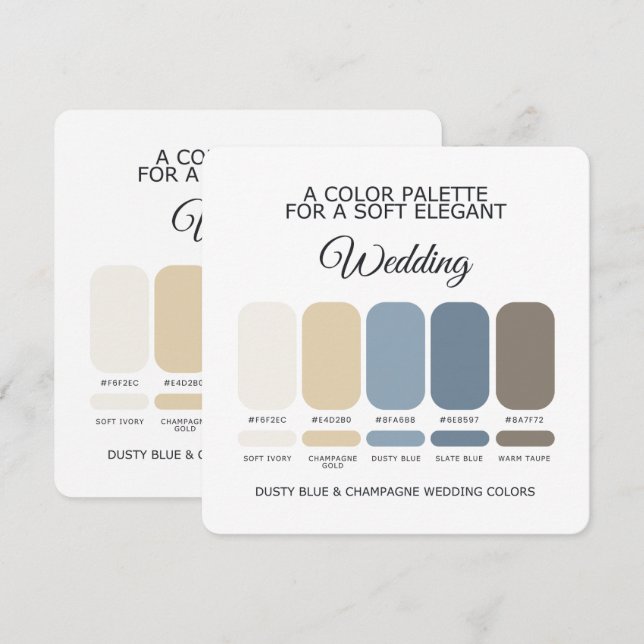 Carte de palette de couleurs de mariage Champagne  (Devant / Derrière)