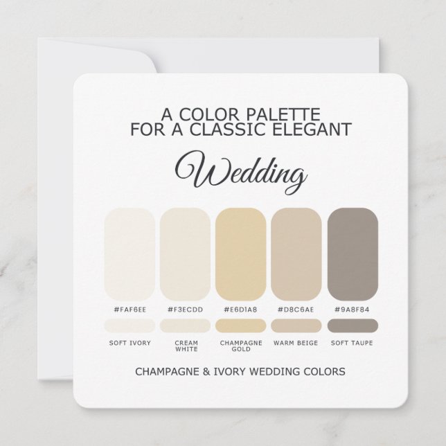 Carte de palette de couleurs de mariage Champagne  (Devant)