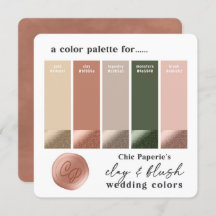 Carte de Palette de Couleurs de Mariage Clay & Blu