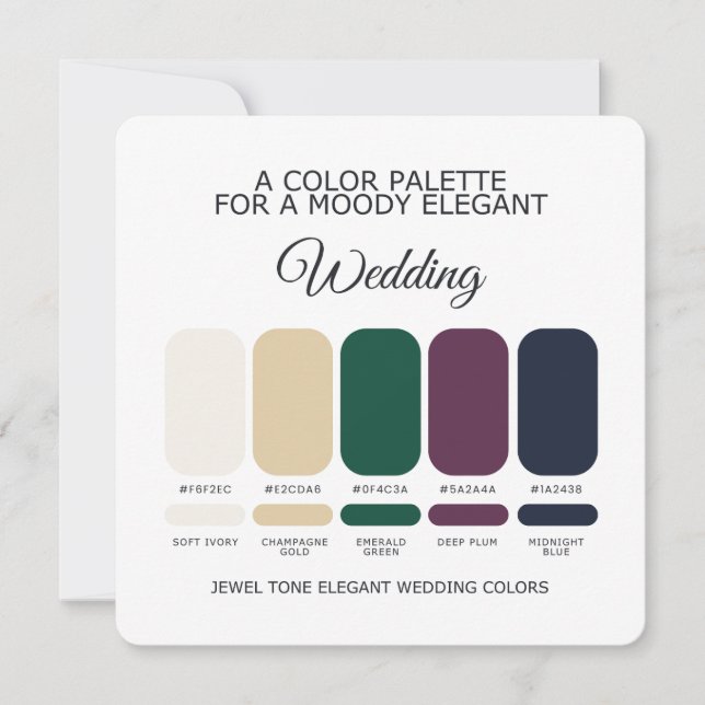 Carte de palette de couleurs de mariage élégante t (Devant)