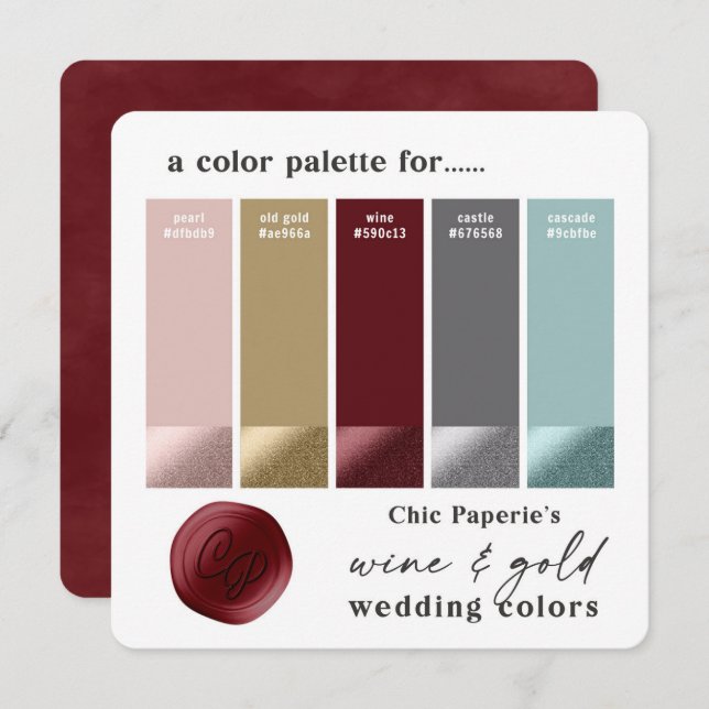 Carte de palette de couleurs de mariage hivernal W (Devant / Derrière)