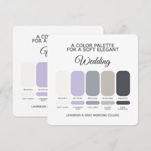 Carte de palette de couleurs de mariage Lavande et