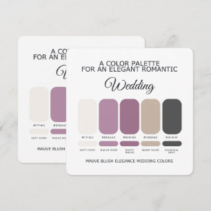 Carte de Palette de Couleurs de Mariage Mauve Blus