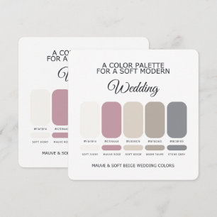 Carte de palette de couleurs de mariage Mauve et B
