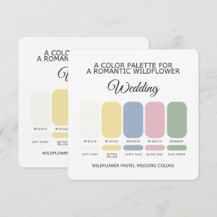 Carte de palette de couleurs de mariage pastel de 